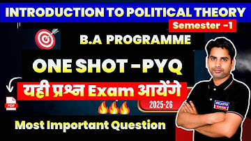 Introduction to Political Theory | BA Programme Semester –1 One Shot + PYQ | Most Important Question