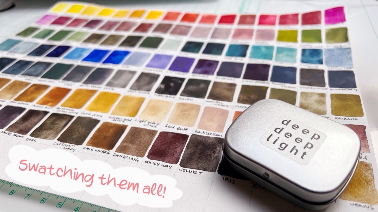 All Deep Deep Light Watercolours Including the NEW Velvet Set! - YouTube