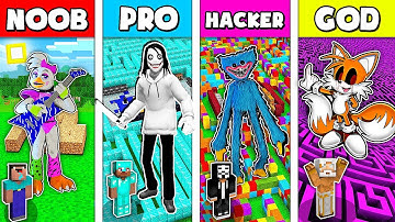 Minecraft Battle: NOOB vs PRO vs HACKER vs GOD: SCARY MAZE CHALLENGE HORROR Minecraft Animation