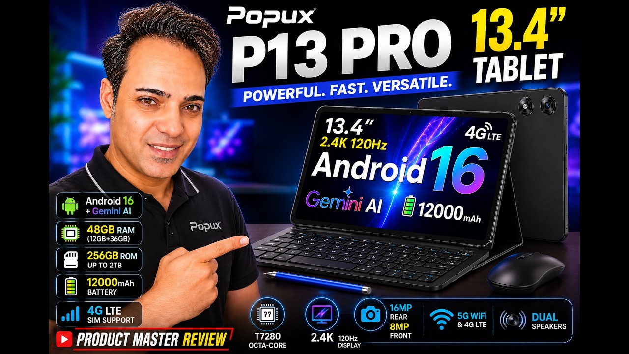 P13 Pro 13.4 inch Tablet, 2.4K 120Hz Android 16 Tablet with Gemini