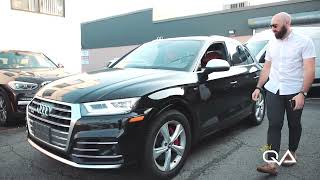 2018 Audi SQ5 Prestige   Mythos Black Metallic / Magma red interior   payments as low as $399/mo Audi Sq5 Red Interior