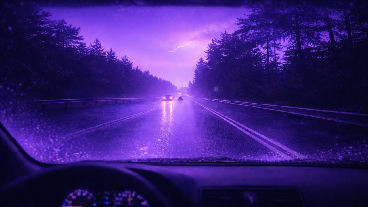 Purple Haze Night Drive | Rain Sounds for Sleep, Relaxation & Focus 