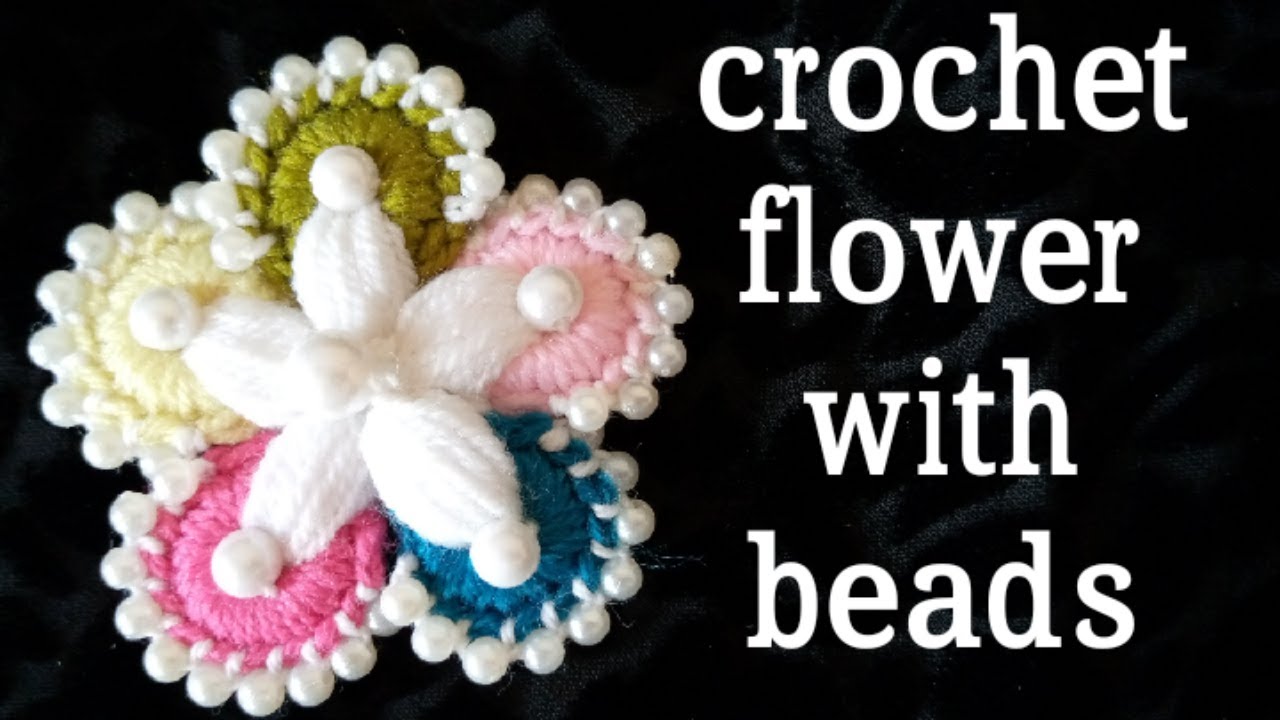 How to make beautiful crochet flower with beads.Best crochet training