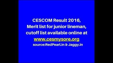 CESCOM Result 2016, Merit list for junior lineman | cutoff list available | Jaggy