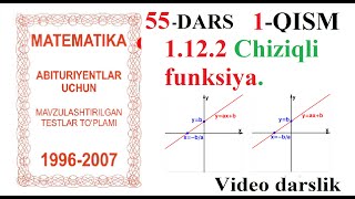 55-DARS 1-QISM 1.12.2 Chiziqli funksiya, Чизикли функсия,Oq to'plam, Ок туплам,математика,Matematika