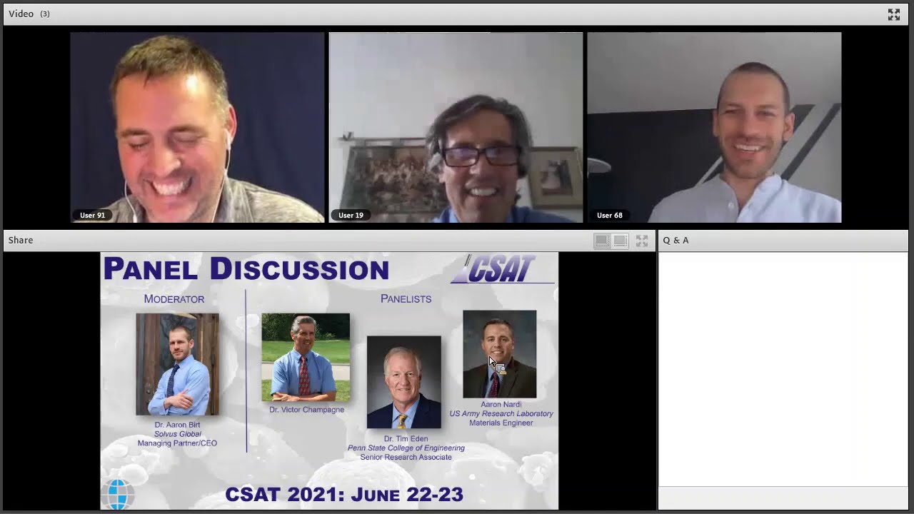 CSAT 2020 Panel Discussion: Tim Eden, Aaron Nardi, and Victor Champagne