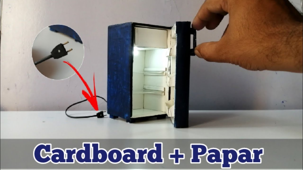 How to make mini refrigerator, cardboard refrigerator, paper refrigerator, paper fridge