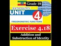 Mathematics Grade 10 Unit 4 Exercise 4 18 Addition And Substruction Of Identity MathT 21