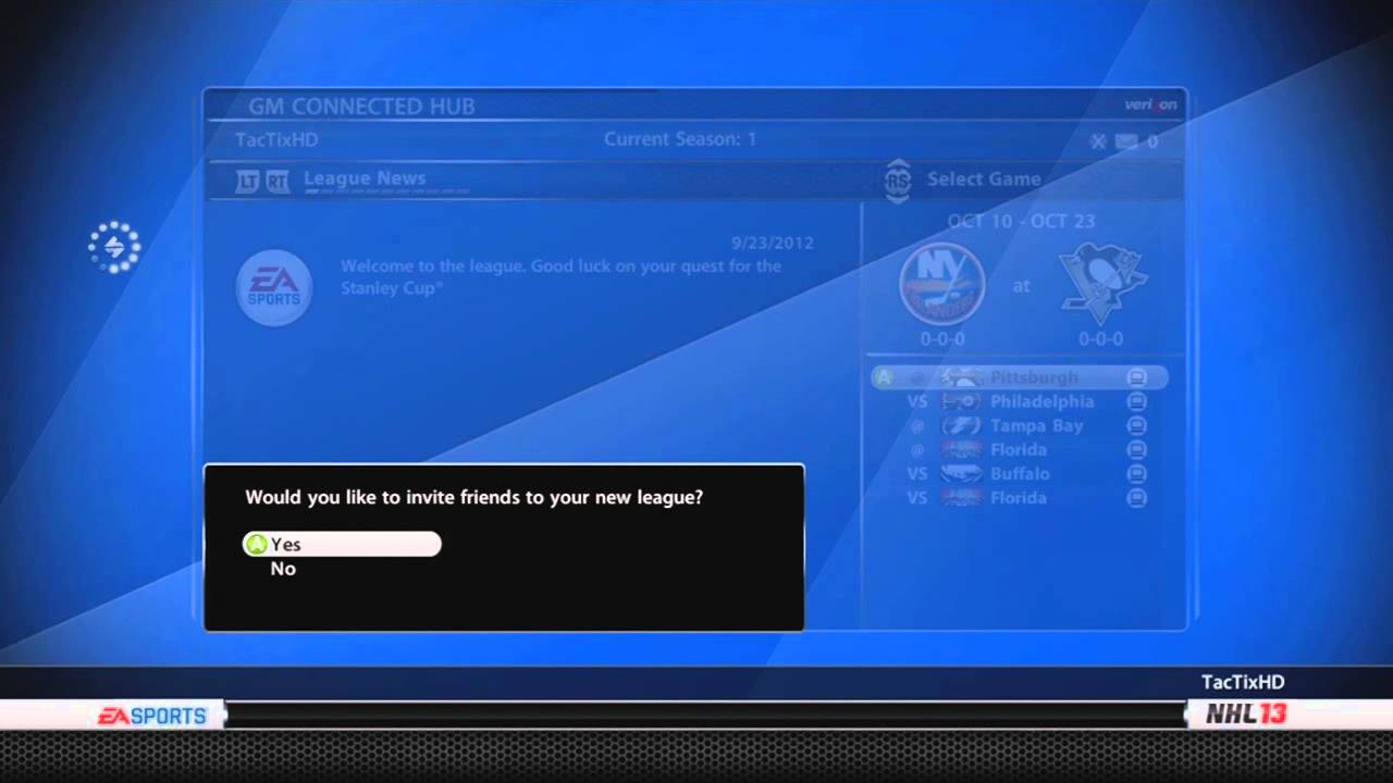 NHL 13 | GM Connected Subscriber League Players | TacTixHD