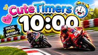 Cute Timers 10 Minute Moto Racing Countdown – Fast Fun Racing Timer Challenge