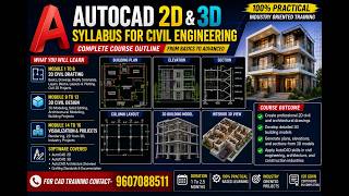 AutoCAD Civil Engineering Complete Syllabus | AutoCAD 2D & 3D Course #autocad
