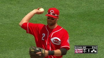 WSH@CIN: Cozart makes a long throw to record the out