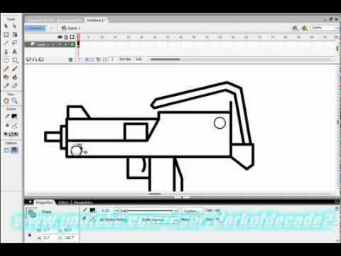 Macromedia Flash Tutorial: How to make a gun "mac-10"