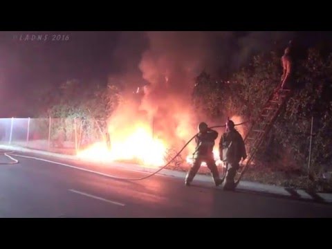 RUBBISH FIRE  |  LAFD  |  SMALL PILE OF DISCARDED BIKES ON FIRE