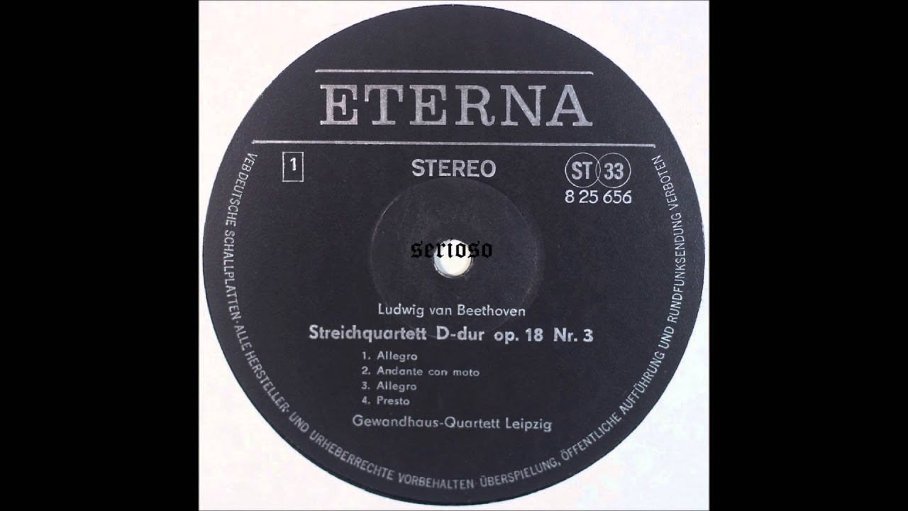 Beethoven, String Quartet No 3, Suske Quartet