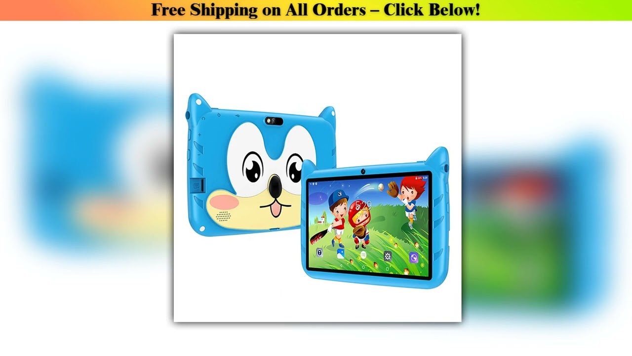 BDF Cartoon Pattern 7 Inch Kids Tablet Quad Core 4GB RAM 64GB ROM Android 13 Google Learning