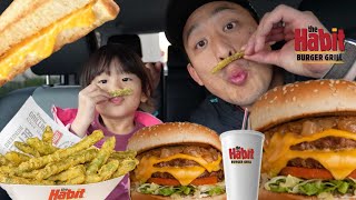 The HABIT MUKBANG - Double Char Burger + Grilled cheese + Green Bean fries