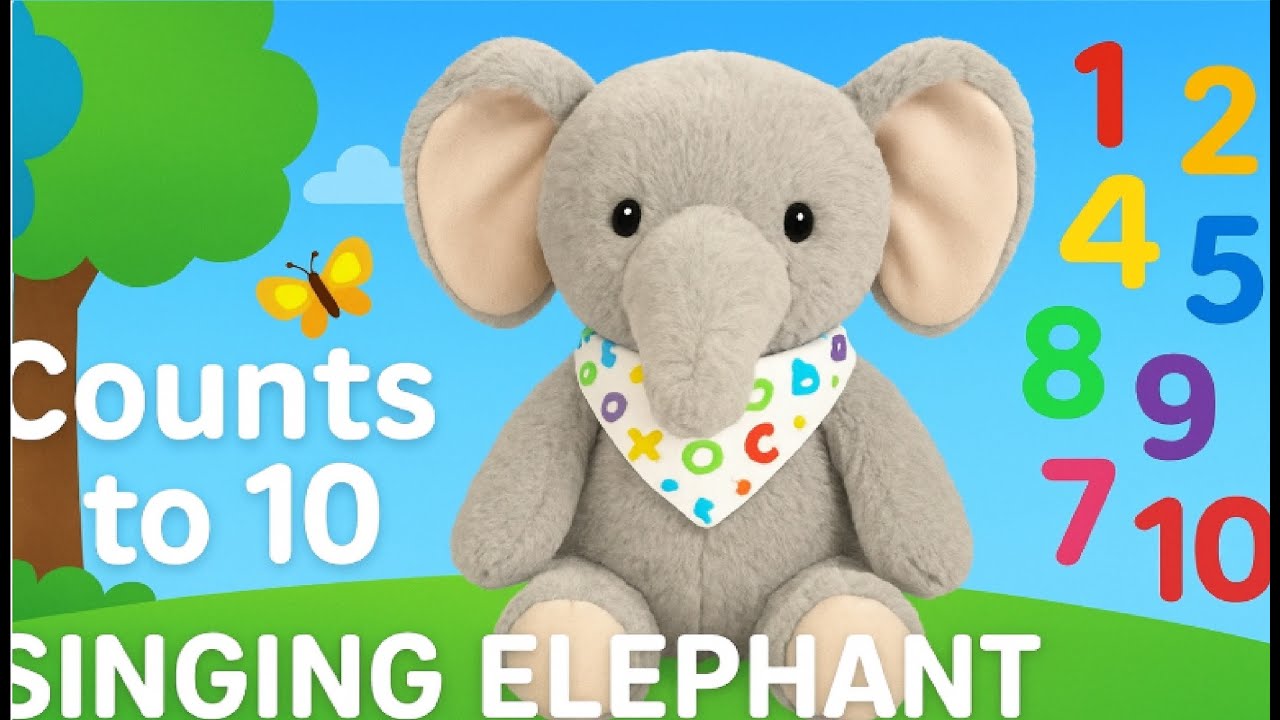 Cute Singing Elephant 🐘 | Counts to 10 & Wiggles Ears | Fun Learning ...