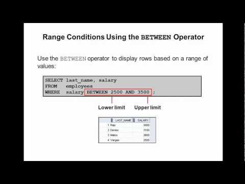 Oracle SQL Video  Tutorial 9: BETWEEN Operator