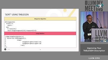 2019 LLVM Developers’ Meeting: J. Absar “Improving your TableGen Descriptions”