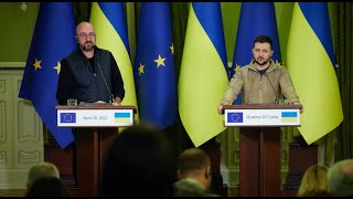 Володимир Зеленський і Шарль Мішель після перемовин у Києві поспілкувалися з представниками ЗМІ.