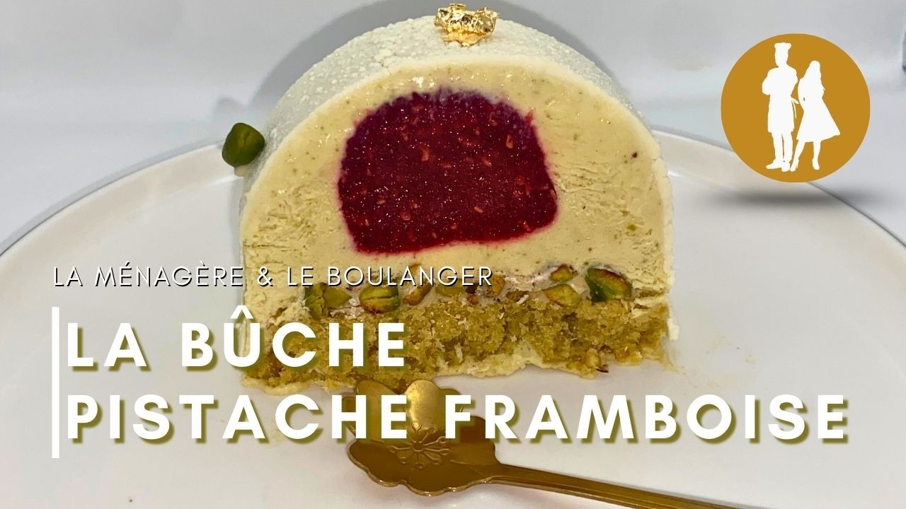BÛCHE PISTACHE FRAMBOISE🎄Gourmandise & Fraîcheur – Recette Facile à la Maison