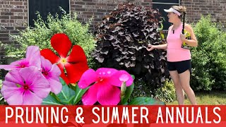 BIG Pruning Spirea & Weeping Red Bud 🌳 || Planting Vincas & Zinnias || Summer Annuals