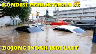 BECOMING THE SEA!! The Condition of the JPL 8C Bojong Indah Railway Crossing During the Massive F...