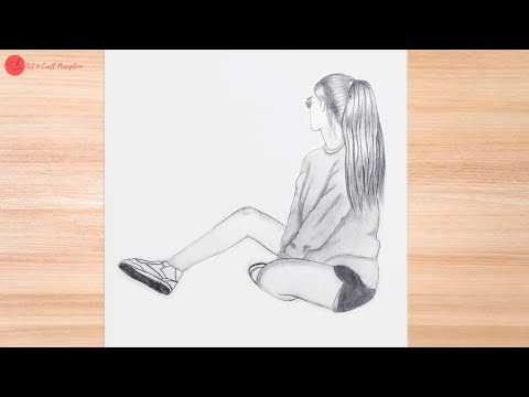 How to Draw a Girl Sitting Easy Tutorial | Easy Pencil Sketch for Drawing a Girl Sitting Tutorial