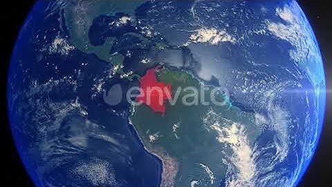 Realistic Earth Zoom Red Alert Highlight Country Colombia | Motion Graphics - Envato elements