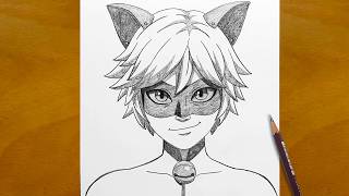Drawing Cat Noir From Miraculous Ladybug | Detailed Pencil Sketch Art Portrait Drawing Cat Noir From Miraculous Ladybug | Detailed Pencil Sketch Art Portrait