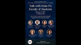 'Talk With Duke PA Program Faculty & Students'