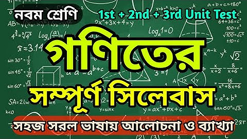 Class 9 Math Syllabus । নবম শ্রেণির গণিত সিলেবাস । 1st+2nd+3rd Unit Test @EduCareSaikat
