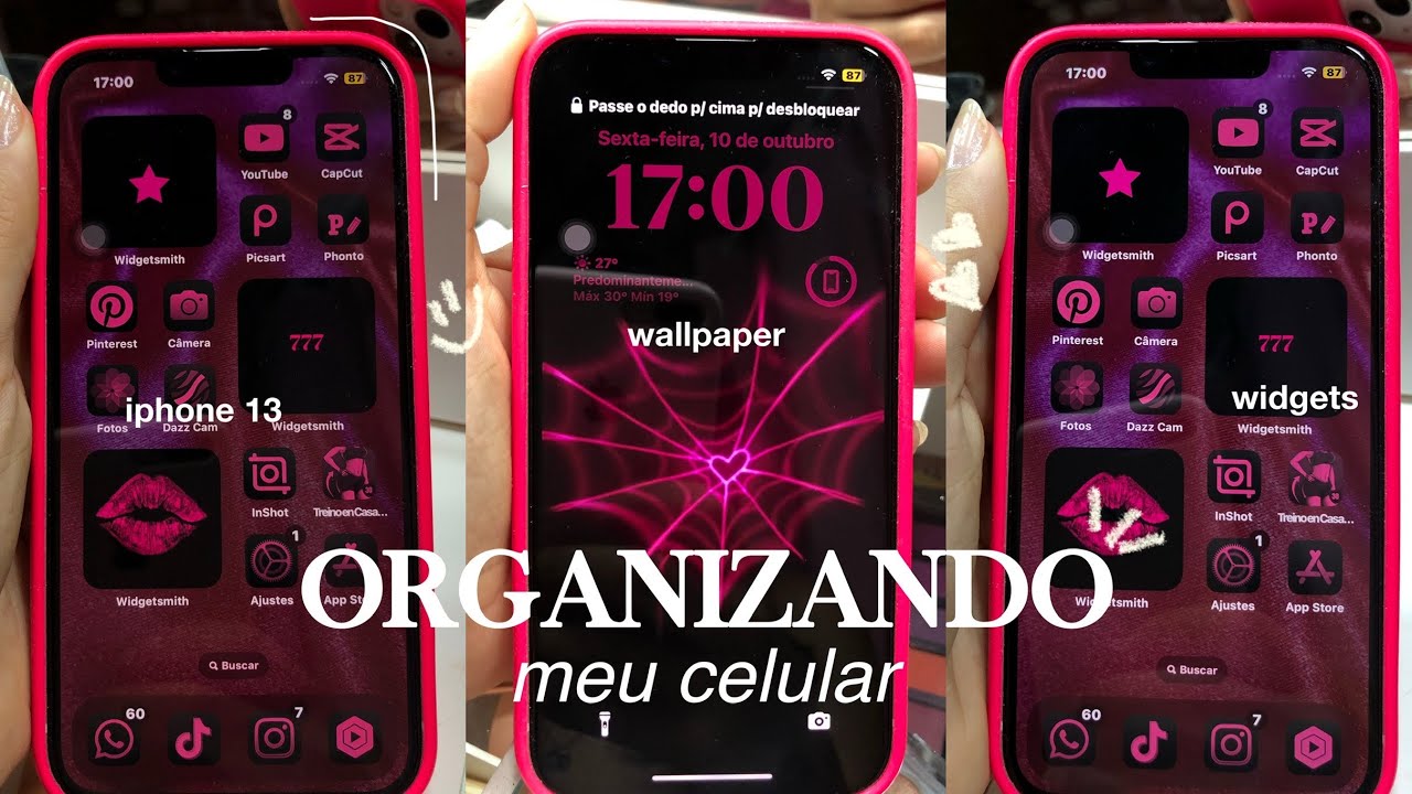 organizando meu novo celular - iphone 13 📲🩷 | wallpaper, widgets, personalização de ícones