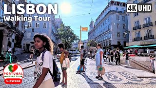 🇵🇹 [4K WALK] Lisbon Portugal Walking Tour Baixa Chiado to Marques de Pombal Summer 2023