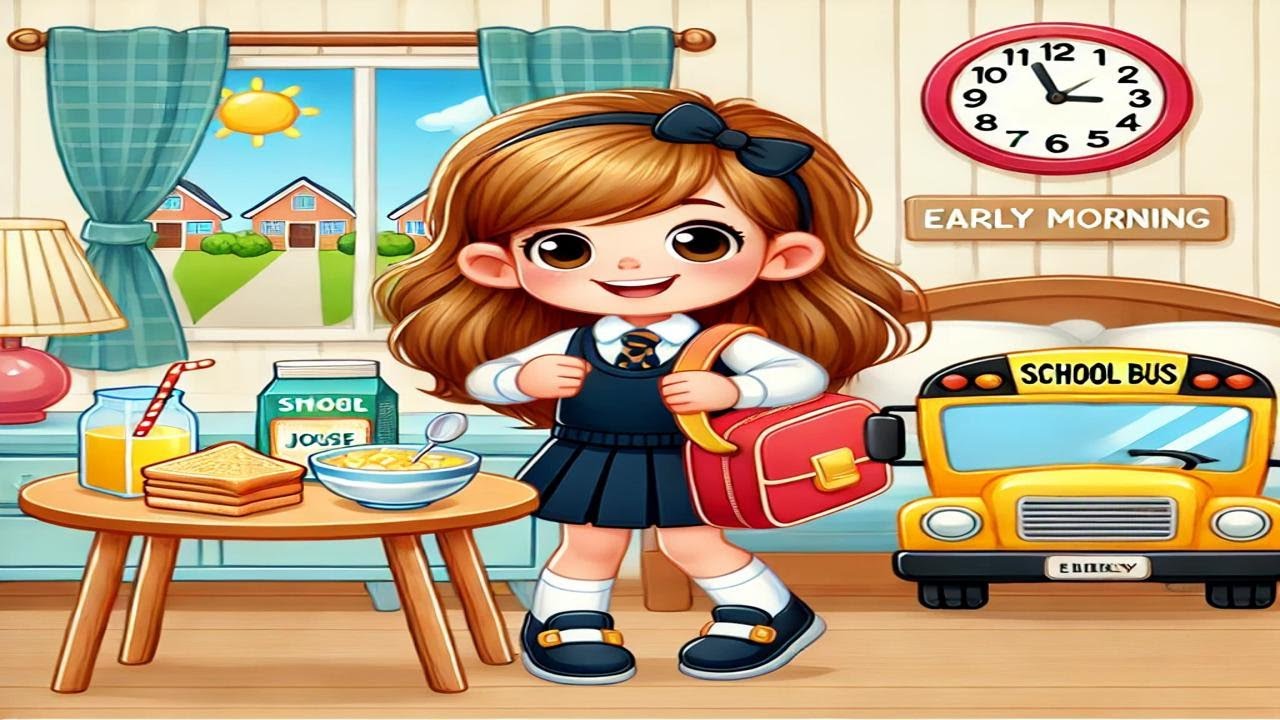 Kids Song | Morning Routine of a Little Girl Getting Ready for School 🌞 ...