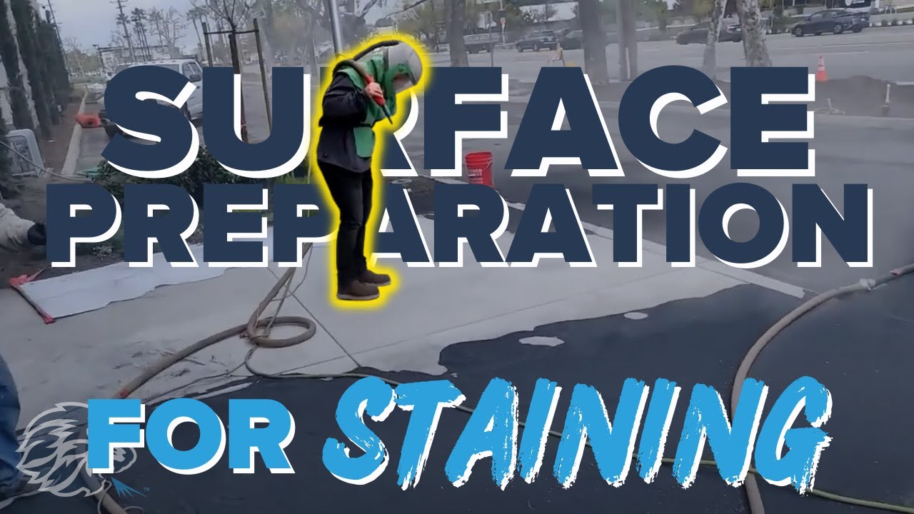 sandblasting concrete in Anaheim, CA to prepare for decorative staining