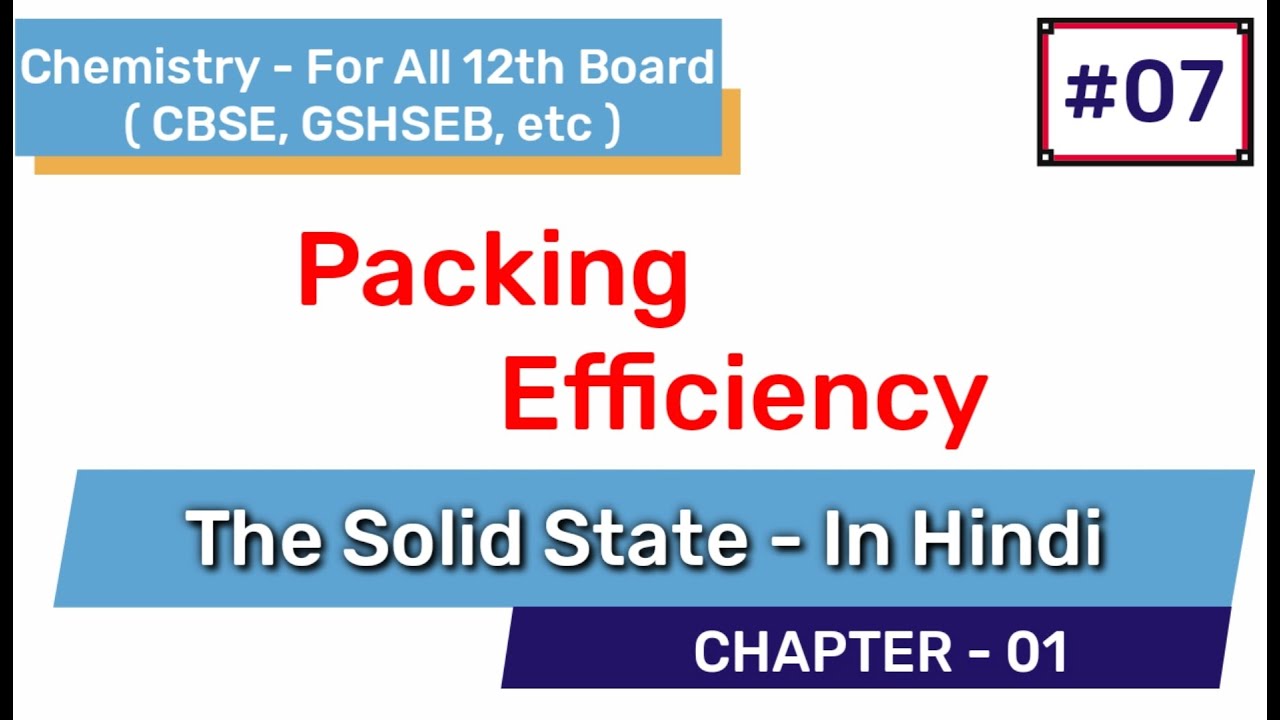 Packing efficiency class 12 chemistry | Packing Fraction | Chapter 1 ...