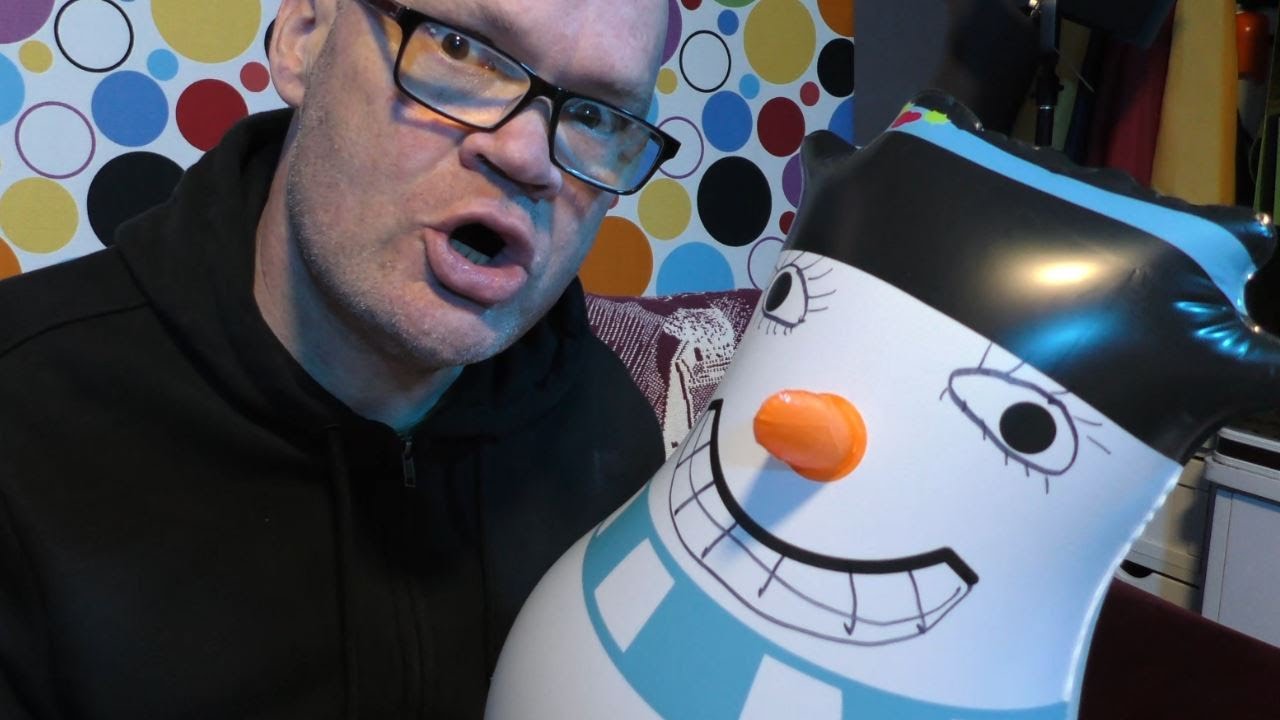 Frosty The snowman Balloon gets popped with Drum sticks Tangobaldy