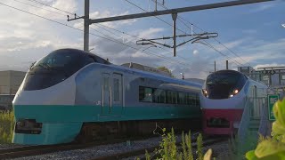 ｸﾞﾘｰﾝﾚｲｸ×ｽｶｰﾚｯﾄﾌﾞﾛｯｻﾑ 特急ひたち13号・26号 新地駅列車交換 9/12