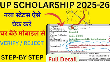 UP SCHOLORSHIP 2025-26 STATUS KAISA check  kera||नया स्टेटस ऐसे चेक करें ||LATEST UPDATE SCHOLORSIP