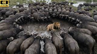 Battle of the Steppe: Wild Buffaloes Clash with a Pack of Ferocious Lions!