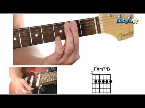 how to play an f sharp minor seven over b (f#m7/b) chord on guitar