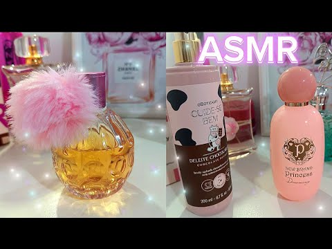 ASMR para DORMIR: PERFUMARIA| MEUS PERFUMES E BODY SPLASH, Tapping, tampinha.