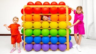 BallonsWürfelHerausforderung für Vania und Mania | Spiele für Kinder