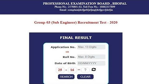 MPPEB Sub Engineer Result 2020-21 Out, Download MP Vyapam Group 3 Result @peb.mp.gov.in