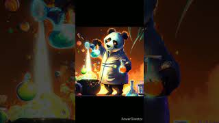 panda mad scientist mixing sparkling chemicals, #aiart digital art