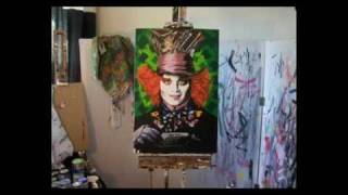 MAD HATTER Alice In Wonderland Johnny DEPP - Art Painting Progress Slide show