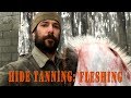 Hide Tanning - How to flesh a deer Hide for making leather, rawhide, or buckskin.