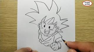 VERY EASY , How to draw son goku dragon ball , manga from japan / learn drawing academy screenshot 4